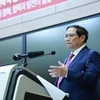 Thủ tướng Phạm Minh Chính phát biểu về chính sách của Việt Nam tại Đại học Quốc gia Seoul. (Ảnh: Dương Giang/TTXVN)