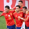 Niềm vui chiến thắng của các tuyển thủ Tây Ban Nha. (Ảnh:AFP/TTXVN)