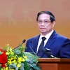Thủ tướng Phạm Minh Chính phát biểu tri ân người có công với cách mạng. (Ảnh: Dương Giang/TTXVN)
