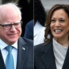 Phó Tổng thống Mỹ Kamala Harris (phải) xác nhận ông Tim Walz là người đồng hành tranh cử. (Nguồn: AFP/Getty Images)