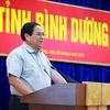 Thủ tướng Phạm Minh Chính phát biểu kết luận buổi làm việc với lãnh đạo tỉnh Bình Dương. (Ảnh: Dương Giang/TTXVN)