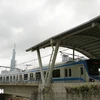 Đoàn tàu đầu tiên của tuyến Metro số 1 (Bến Thành-Suối Tiên) chạy thử nghiệm. (Ảnh: Thanh Vũ/TTXVN)