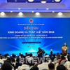 Khai mạc Diễn đàn kinh doanh và pháp luật năm 2024. (Ảnh: Ngọc Quỳnh/TTXVN)