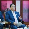 Thủ tướng Phạm Minh Chính phát biểu tại Phiên họp hẹp Hội nghị Cấp cao ASEAN lần thứ 45. (Ảnh: Dương Giang/TTXVN)