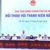 Chủ tịch Ủy ban Nhân dân thành phố Hà Nội Trần Sỹ Thanh phát biểu. (Ảnh: Minh Đức/TTXVN)