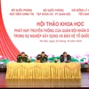 Lãnh đạo Học viện chính trị, Tập đoàn Công nghiệp-Viễn thông Quân đội và Hội đồng Lý luận Trung ương đồng chủ trì hội thảo. (Nguồn: Báo Quân đội Nhân dân)