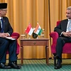 Ngoại trưởng Indonesia Sugiono và Ngoại trưởng Ấn Độ S Jaishankar tại cuộc gặp bên lề Hội nghị BRICS ở Kazan, Nga, ngày 23/10/2024. (Ảnh: ANI/TTXVN)