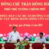 Phó Thủ tướng Trần Hồng Hà phát biểu tại buổi làm việc. (Ảnh: Trung Hiếu/TTXVN)