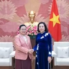 Phó Chủ tịch Quốc hội Nguyễn Thị Thanh tiếp Đại sứ Lào tại Việt Nam Khamphao Ernthavanh. (Nguồn: Quốc hội)