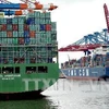 Tàu chở côngtenơ bỏ neo tại cảng ở Hamburg, thành phố phía bắc Đức ngày 16-8. Ảnh minh họa. (Nguồn: AFP/TTXVN)
