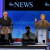 Ứng viên Bernie Sanders (trái) và Hillary Clinton trong cuộc tranh luận lần thứ 3 của các ứng cử viên Đảng Dân chủ tham gia tranh cử Tổng thống Mỹ năm 2016 tại Manchester, bang New Hampshire ngày 19/12. (Nguồn: AFP/TTXVN)