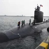 Tàu ngầm tấn công năng lượng hạt nhân Mississippi lớp Virginia của Mỹ cập cảng Pusan. (Nguồn: US Navy)