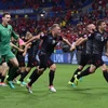 Các cầu thủ Albania mừng chiến thắng. (Nguồn: THX/TTXVN)