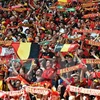 Niềm vui của các cổ động viên Bỉ trước chiến thắng 3-0 của đội nhà. (Nguồn: AFP/TTXVN)