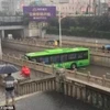 Chiếc xe buýt quay đầu thành công dù con đường khá hẹp. (Nguồn: Daily Mail)