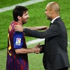 Pep Guardiola và người học trò cũ Messi. (Nguồn: skysports.com)