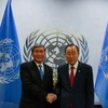 Ông Đinh Thế Huynh hội kiến Tổng Thư ký Liên hợp quốc Ban Ki-moon. (Ảnh: Hoài Thanh/TTXVN)