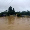 Sông Ngàn Sâu dâng cao, nhấn chìm nhiều ngôi nhà dân. (Ảnh: Việt Hoàng/Vietnam+)