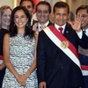 Ông Ollanta Humala (phải) và vợ là bà Nadine Heredia tại một sự kiện ở Lima, Peru ngày 2/4/2015. (Nguồn: AFP/TTXVN) 