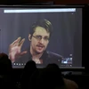 Edward Snowden phát biểu trong cuộc hội thảo. (Nguồn: Reuters)