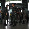 Binh sĩ Thái Lan gác tại lối vào một bệnh viện ở Bangkok sau vụ đánh bom ngày 22/5. (Nguồn: AFP/TTXVN)