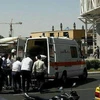 Xe cấp cứu chở người bị thương trong vụ tấn công tại trụ sở Quốc hội Iran. (Nguồn: IRIB News) 