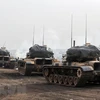 Xe quân sự Thổ Nhĩ Kỳ được triển khai tại Afrin, Syria. (Nguồn: THX/TTXVN)