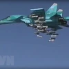 Máy bay Sukhoi Su-34 của Nga tiến hành một vụ không kích nhằm vào các mục tiêu IS tại Deir ez-Zor, Syria. (Nguồn: EPA/TTXVN)