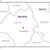 Trận động đất 2,6 độ Richter xảy ra tại huyện Tuần Giáo, tỉnh Điện Biên. (Nguồn: Viện VLĐC)