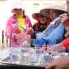 Người dân làng chài Hà Phong, thành phố Hạ Long, tỉnh Quảng Ninh phấn khởi khi được dùng nước sạch miễn phí. (Ảnh: Hùng Võ/Vietnam+)