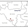 Bản đồ chân tấm vụ động đất xảy ra tại tỉnh Quảng Nam. (Nguồn: Viện VLĐC)