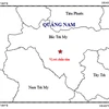 Bản đồ tâm chấn động đất xảy ra tại huyện Bắc Trà My, tỉnh Quảng Nam. (Nguồn: Viện VLĐC)
