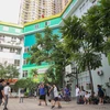 Những cây xanh góp phần tạo cảnh quan, bóng mát reong khuôn viên trường Trung học cơ sở và Trung học phổ thông Lê Quý Đôn, Hà Nội. (Ảnh: Hùng Võ/Vietnam+)
