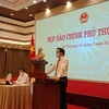 Bộ trưởng, Chủ nhiệm Văn phòng Chính phủ Trần Văn Sơn phát biểu tại Họp báo. (Ảnh: Hùng Võ/Vietnam+)
