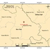 Bản đồ chấn tâm trận động đất vừa xảy ra tại huyện Kon Plông. (Nguồn: Viện VLĐC)