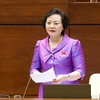 Bộ trưởng Bộ Nội vụ Phạm Thị Thanh Trà giải trình, làm rõ một số vấn đề đại biểu Quốc hội nêu. (Ảnh: Doãn Tấn/TTXVN)