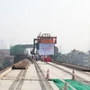 Bộ Giao thông Vận tải đã hợp long 13,05km chính tuyến đường sắt đô thị Cát Linh-Hà Đông. (Ảnh: Doãn Đức/Vietnam+)