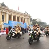 Cảnh sát giao thông Công an Hà Nội ra quân đảm bảo trật tự an toàn giao thông. (Ảnh: Việt Hùng/Vietnam+)