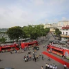 Tuyến buýt 2 tầng City Tour đầu tiên đã chính thức lăn bánh trên đường phố Hà Nội. (Ảnh: Minh Sơn/Vietnam+)