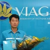 Anh Nguyễn Chí Cường, nhân viên Trung tâm phục vụ trên tàu VIAGS Nội Bài, công ty con của Vietnam Airlines. (Ảnh: Vietnam Airlines cung cấp) 
