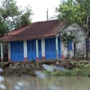 Người dân sống ven kênh Chợ Gạo nơm nớp lo sợ nhà của bị nước cuốn trôi. (Ảnh: Huy Hùng/Vietnam+)