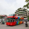 Chiếc xe buýt 2 tầng với màu đỏ nổi bật sẽ là điểm nhấn cho Hà Nội khi các du khách ghé thăm và được chạy thêm cả buổi tối. (Ảnh: Minh Sơn/Vietnam+)