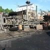 Hiện trường vụ cháy khiến 6 người thiệt mạng. (Ảnh: Đậu Tất Thành/TTXVN)