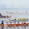 Lễ hội Bơi chải thuyền rồng Hà Nội mở rộng năm 2019 có 33 đoàn với 43 đội tranh tài trong 2 ngày 16-17/2. (Ảnh: Việt Hùng/Vietnam+)