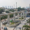 Dự án metro Nhổn-ga Hà Nội đã hoàn thành xong hợp long đoạn tuyến trên cao. (Ảnh: PV/Vietnam+)