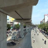 Dự án đường sắt đô thị Nhổn-Ga Hà Nội đã hoàn thành phần đi trên cao. (Ảnh: Huy Hùng/TTXVN)