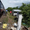 Hiện trường vụ tai nạn đường sắt tại Bình Thuận ngày 31/7 làm 3 người tử vong. (Ảnh: Nguyễn Thanh/TTXVN)