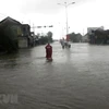 Nhiều điểm trên tuyến đường Quốc lộ 1A, đoạn qua tỉnh Quảng Nam bị ngập trong nước. (Ảnh: Trịnh Bang Nhiệm/TTXVN)