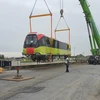 Đoàn tàu đầu tiên tuyến metro Nhổn-ga Hà Nội đã về tới Thủ đô. (Ảnh: MRB cung cấp)