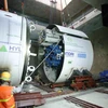 Nhà thầu đã hoàn thiện việc lắp ráp chiếc máy đào hầm đầu tiên của dự án đường sắt đô thị Nhổn-ga Hà Nội. (Ảnh: CTV/Vietnam+)